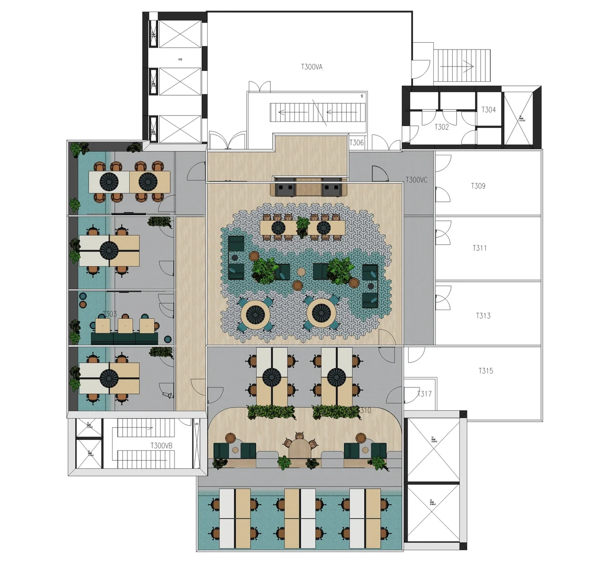 2D bovenaanzicht van een kantoorontwerp - Your Projects interieurontwerp Vlaardingen Rotterdam